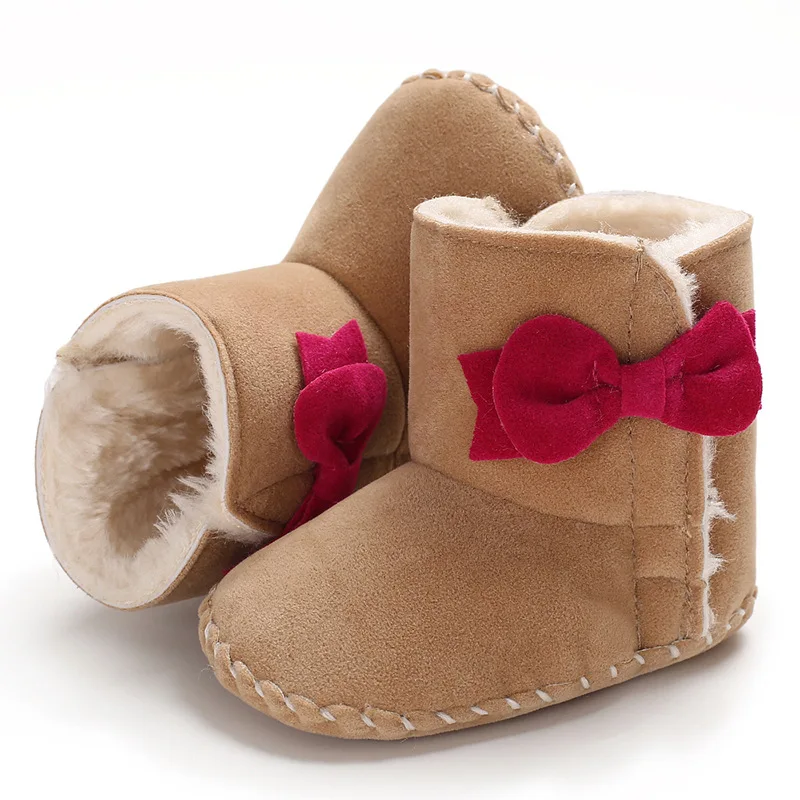 Зимние ботинки с бантом для новорожденных девочек зимние принцессы обувь первых