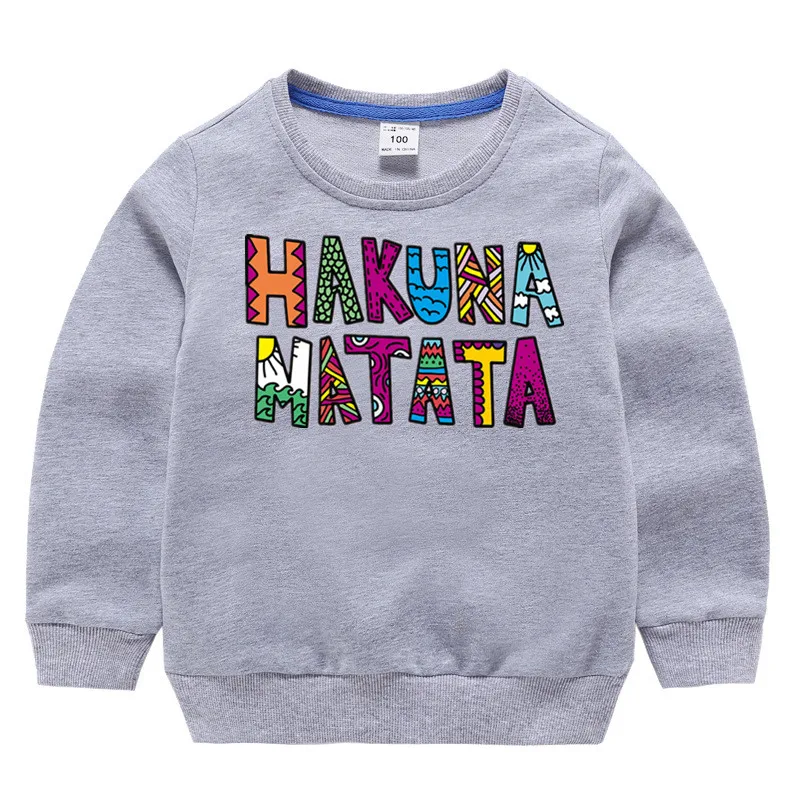 Детский хлопковый пуловер с принтом хакуна матата для девочек топы маленьких