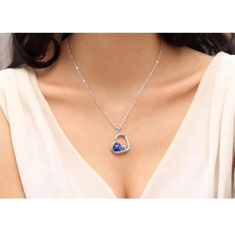 SHDEDE Хрустальное Двойное сердце ожерелье с кулоном Женская Классическая Новая