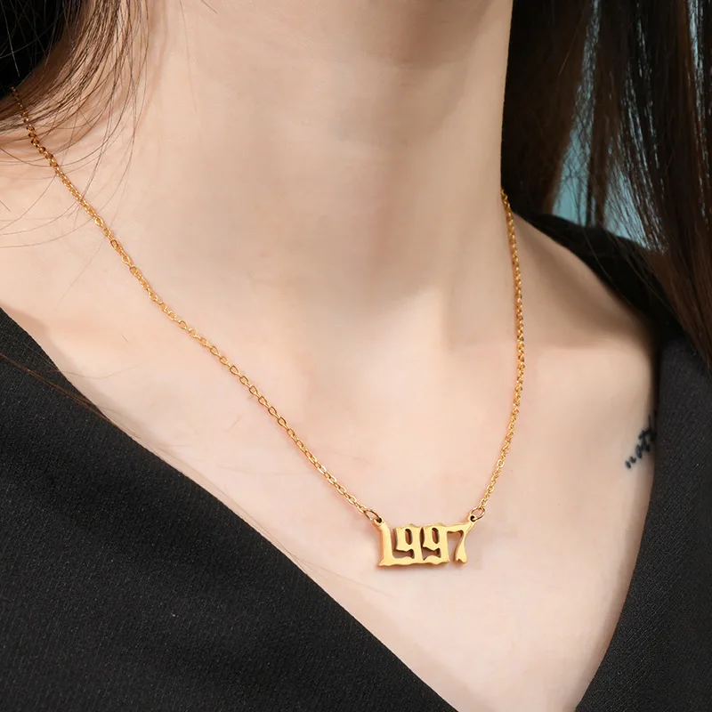 

Fine Stainless Steel Years 1990-2021 Necklace Boutique Number Necklaces For Womens Accessories Golden New Fashion Jewelry Gifts