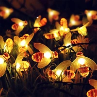 new battery solar powered cute honey bee led string lights outdoor garden fence patio christmas decorations garland fairy lights