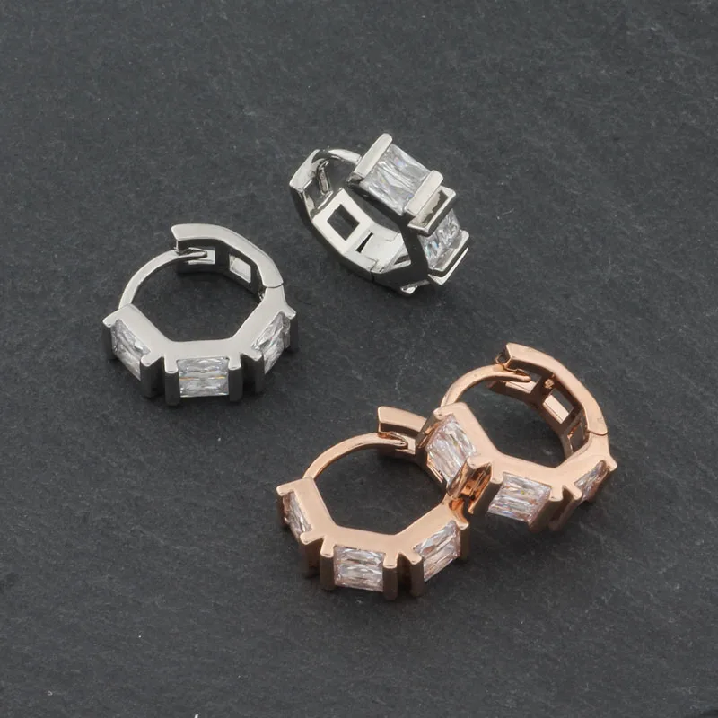 

New Women Earrings 585 Rose Gold Square Natural Zircon Drop Earrings Daily Fashion Jewelry Vintage Party Accessories Gift