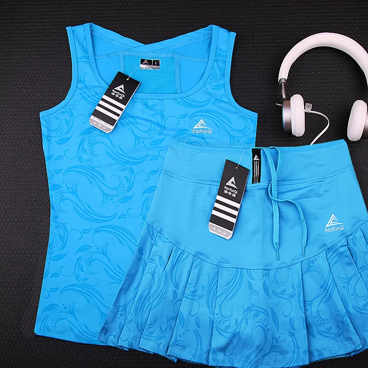 High Qaulity Tennis Skorts with Safety Short For Girls , Women's Badminton Skirts Vest, Female High Elastic Waist Stretch Skirt