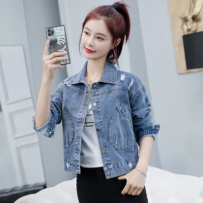 Женская джинсовая куртка ZQLZ осенняя с вышивкой большого размера 3XL|Женские