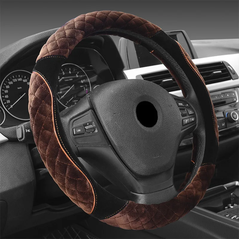 15 дюймов Зимний короткий плюшевый чехол на руль автомобиля универсальный теплый