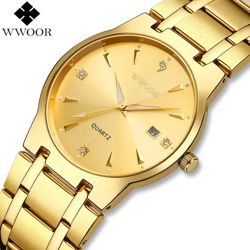 Часы WWOOR Мужские кварцевые брендовые Роскошные светящиеся водонепроницаемые