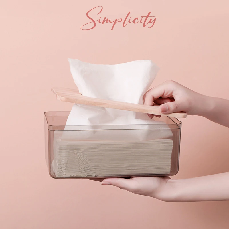

Wooden Plastic Pure Color Tissue Box Home Bathroom Kitchen Baby Wipes Paper Storage Box Paper Towel Home Napkin Organizer