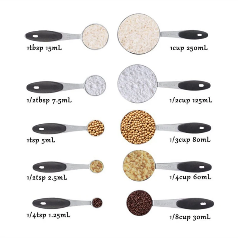 10 шт./компл. нержавеющая сталь серебро красочные мерные чашки мерная ложка с