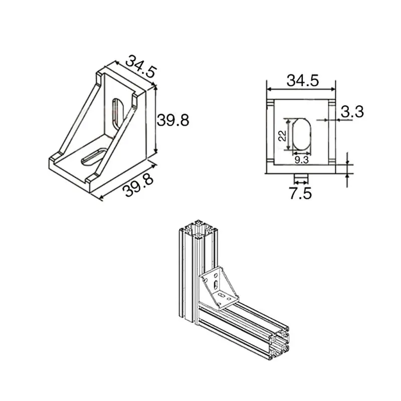 

P15D 10pcs 4040 Fasten Fitting Angle 40x40 L Connector Aluminum Corner Bracket Joint Brace