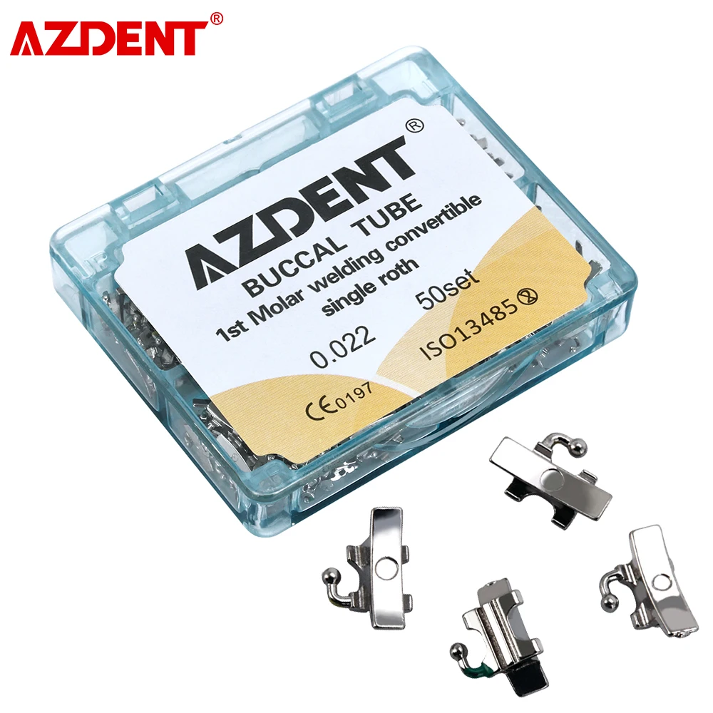 

AZDENT 200Pcs Dental Orthodontic Buccal Tube 1st Molar Weldable Convertible Roth 0.022 U1 L1