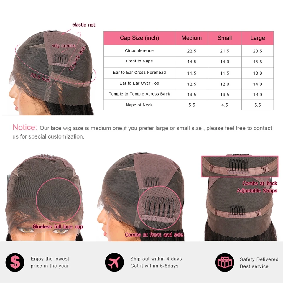 Предпочтительный бразильский парик Remy полный кружевной розового цвета