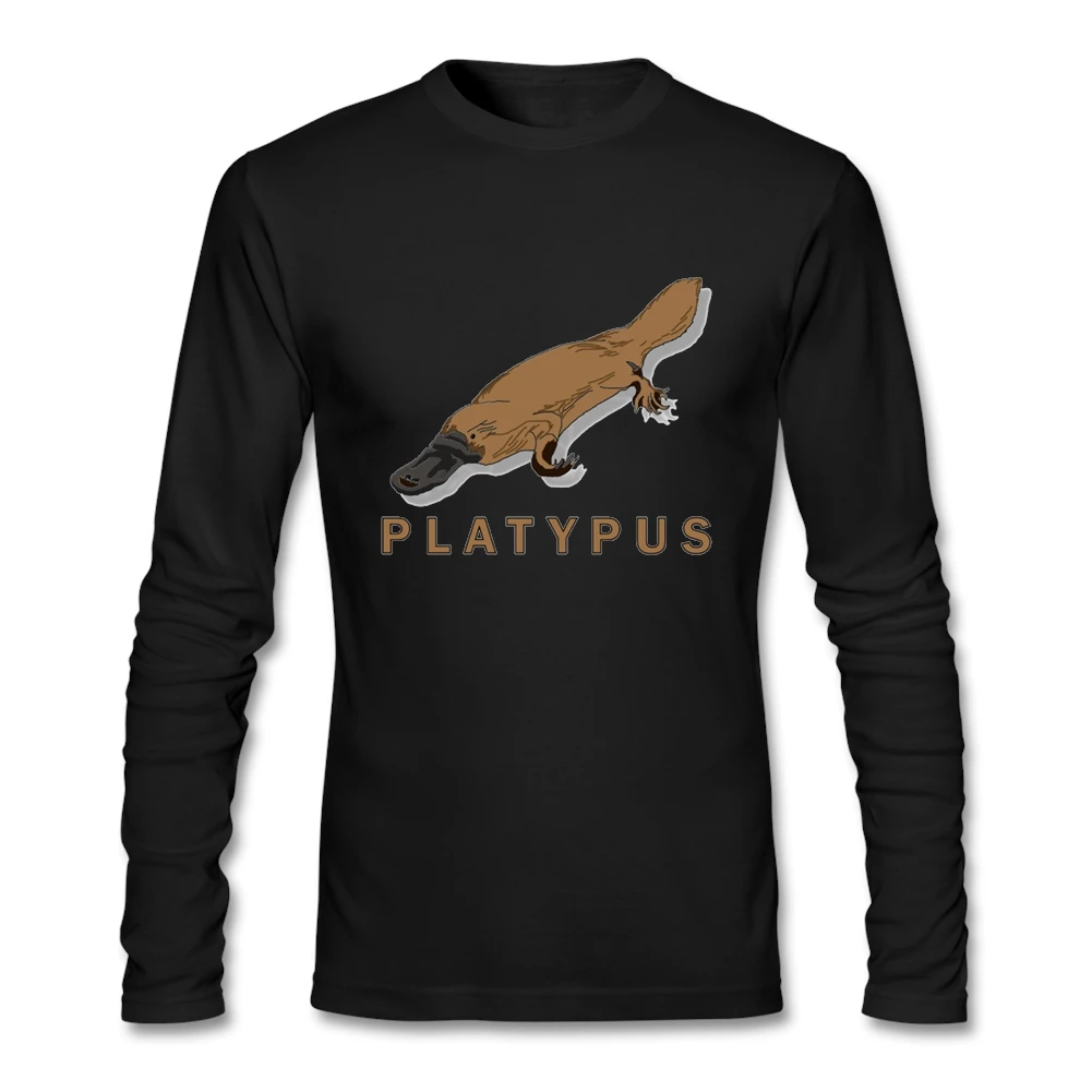 Личность Утконос Slim Fit футболки для мужчин 100% хлопок с длинным рукавом 2020 новые