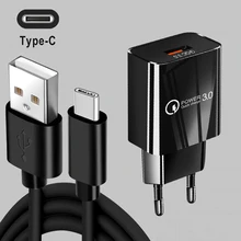 18W USB Charger QC3.0 Fast Wall Charger Mobile Phone Charger For OPPO Find X3 X2 Lite Neo Reno 6 5 4 3 2 Z Pro USB Type-C Cable