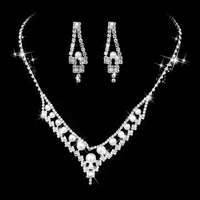 gu202 sweet and cute bridal jewelry set pearl rhinestone wedding set accessories necklace