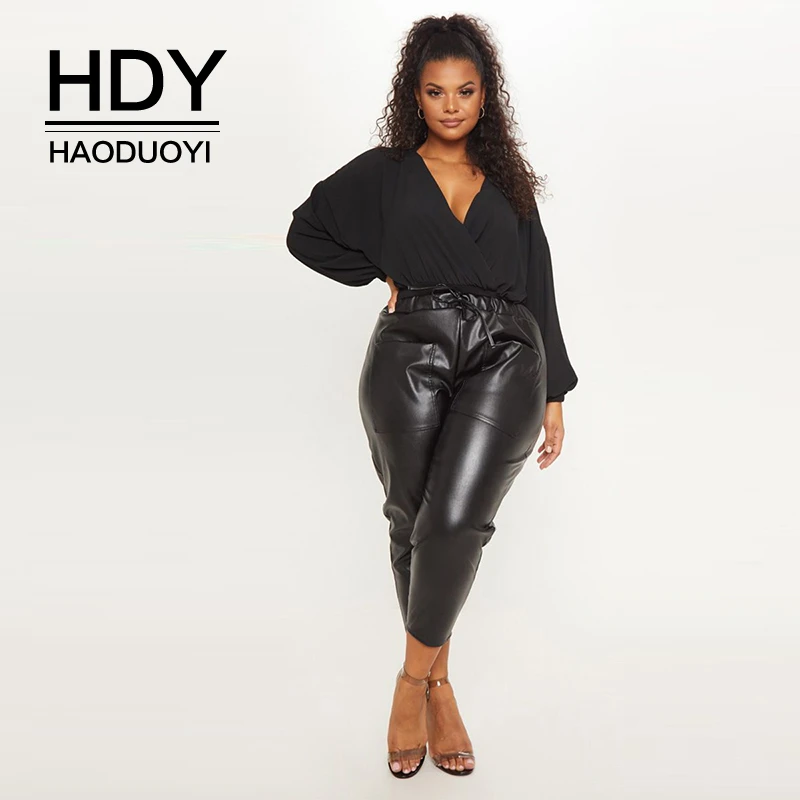 HDY Haoduoyi 2019 летняя мода размера плюс уличный сексуальный стиль глубокий v образный
