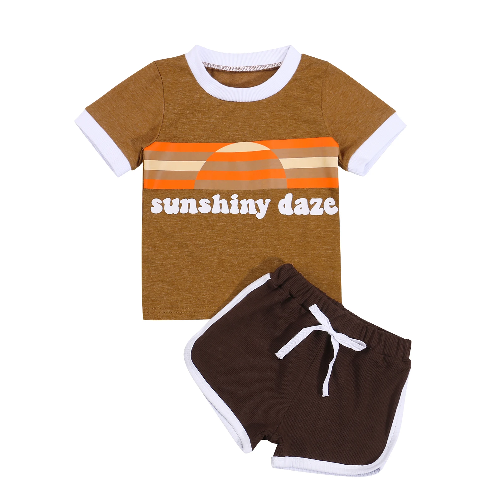 

0-24M Summer Casual Boys Clothes Sets 2pcs Letter Printed Short Sleeve T Shirts Tops Shorts
