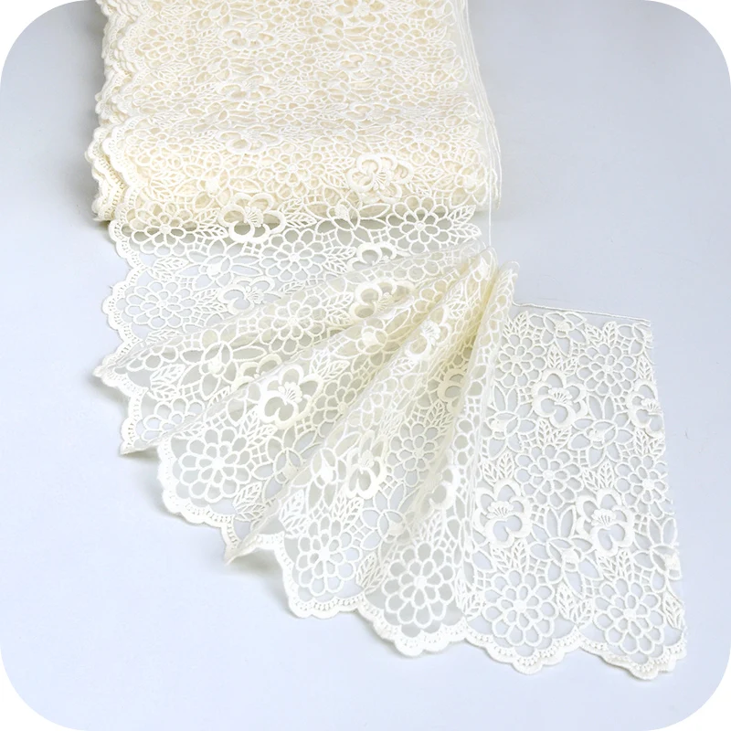 27 см ажурное вязаное хлопковое кружевное платье с цветочной вышивкой отделка DIY