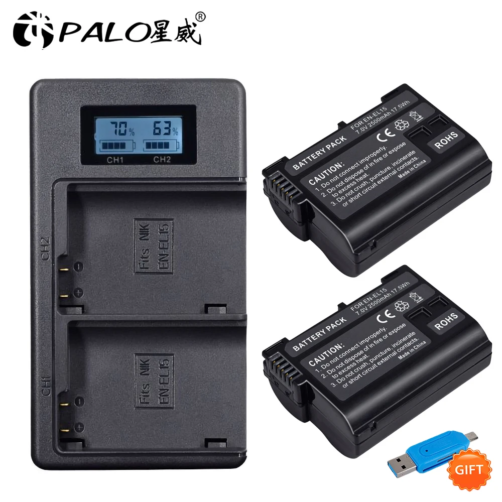 

Аккумулятор для фотоаппарата ENEL15 EN-EL15 enel15 + умное зарядное устройство с ЖК-экраном для Nikon D500 D600 D610 D750 D810 D7000 D7100 D7200 D800 D800E