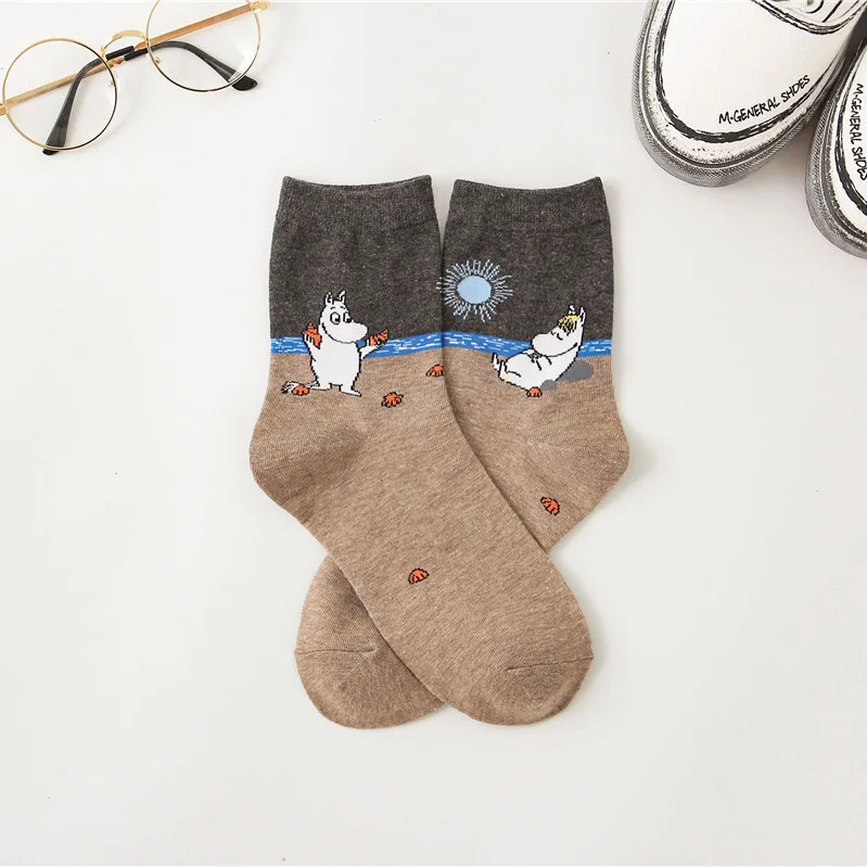 D Новая мода Mumin Муми-долина мультфильм милый Косплей Украина носки для женщин хлопок medias de mujer tobilleras улица хип-хоп 1 пара - Цвет: D