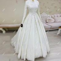 excellent muslim lace wedding dresses appliques vestidos noivas sposa satin suknia slubna robe de mariee plus custom made