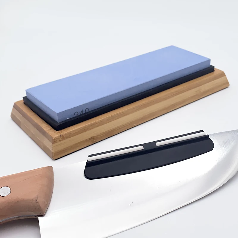 (240 Grit Sharpening stone+Bamboo base+Knife holder) Set knife sharpener whetstone Home kitchen tools blade | Дом и сад