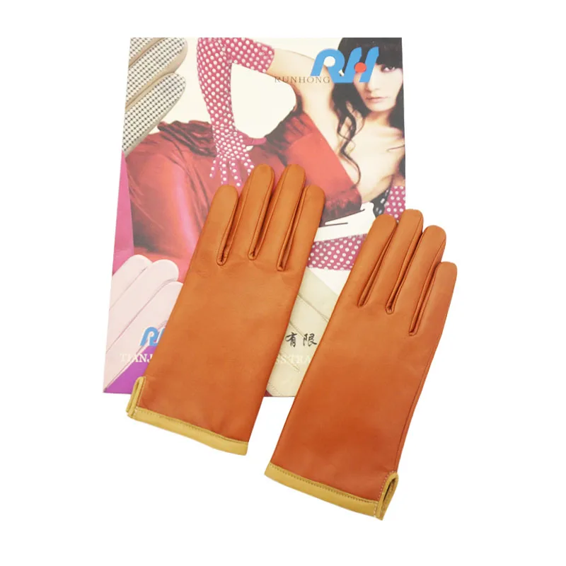 Овчина женские кожаные перчатки - Color: Light Brown