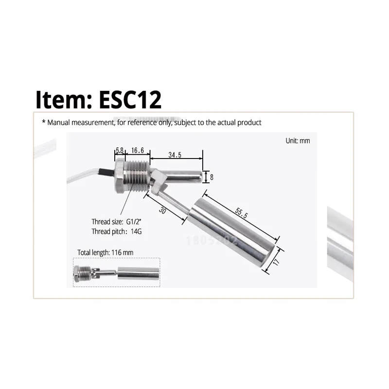 Высокотемпературный небольшой Поплавковый выключатель из нержавеющей стали ESC12