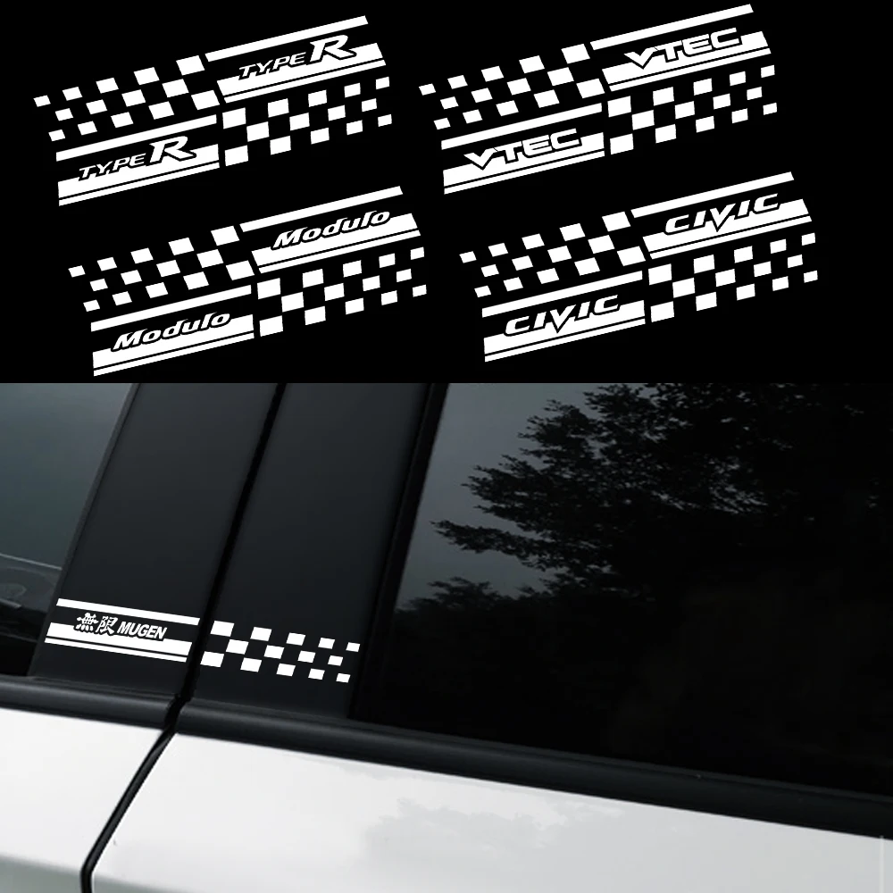 Автомобильные наклейки на боковое окно 2 шт. стойку для Honda Mugen INSPIRE CR-V Fit VTEC DOHC CITY