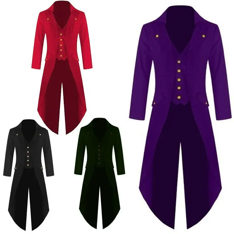 Новый размера плюс для мужчин пиджак-смокинг фрак Готический производительность