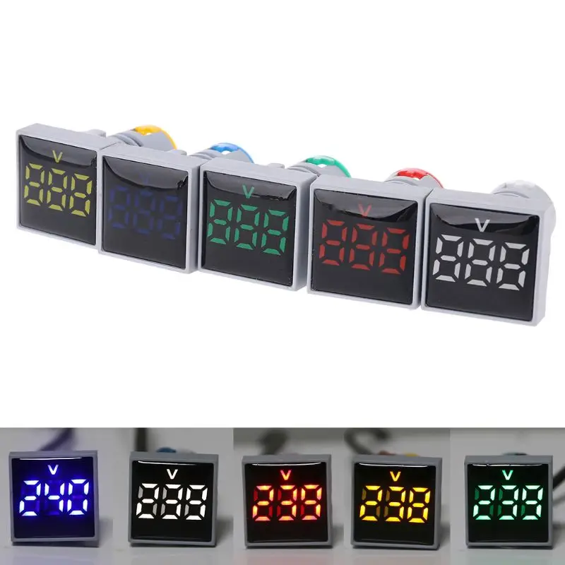 

Square Voltmeter AC 20-500V Volt Meter Panel LED Digital Voltage Indicator Light 22mm