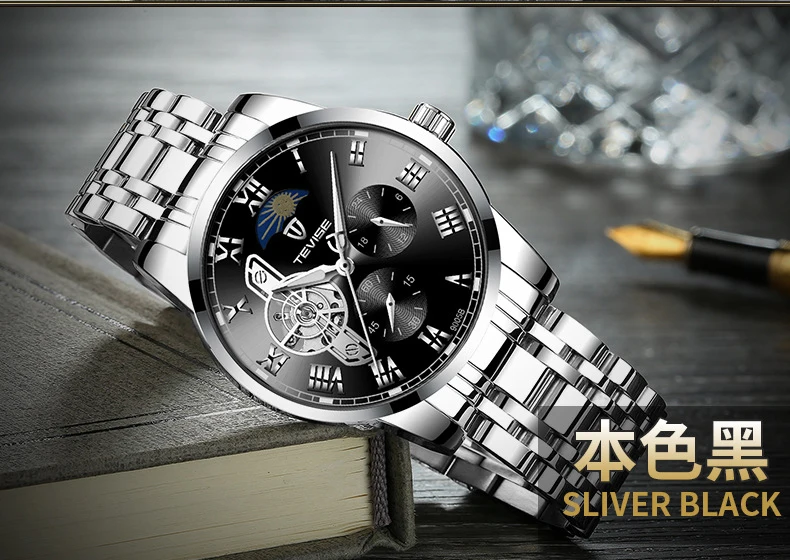 Tevise Топ бренд для мужчин Tourbillon автоматические механические часы Скелет часы для мужчин с автоматическим подзаводом мужские наручные часы Relogio Masculino