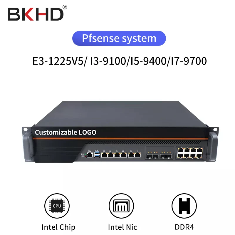 Intel Core I9-9900 (14 LAN/4*10G SFP 2USB/1COM/1VGA/Fan) X710 брандмауэр Mikrotik Pfsense Soft Router промышленный