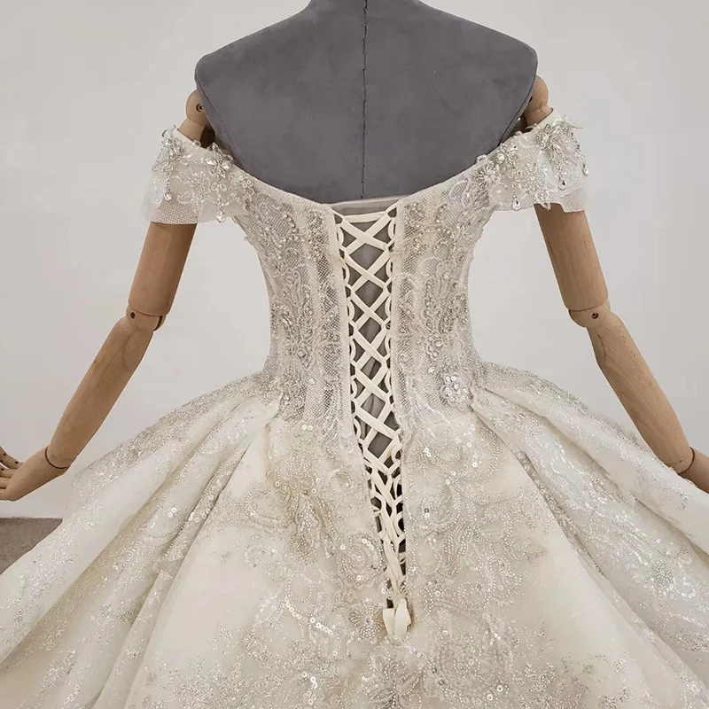 

Wedding dresses BLG1249 embroidered flowers cinderella crystal beaded wedding dresses