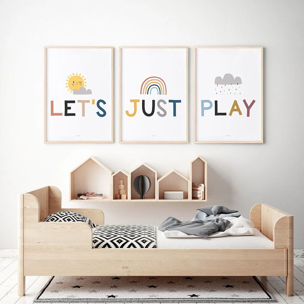 

Cartoon Sun Dark Clouds Canvas Painting Wall Art Nordic Posters and Prints Wall Pictures for Living Room Decoration Frameless