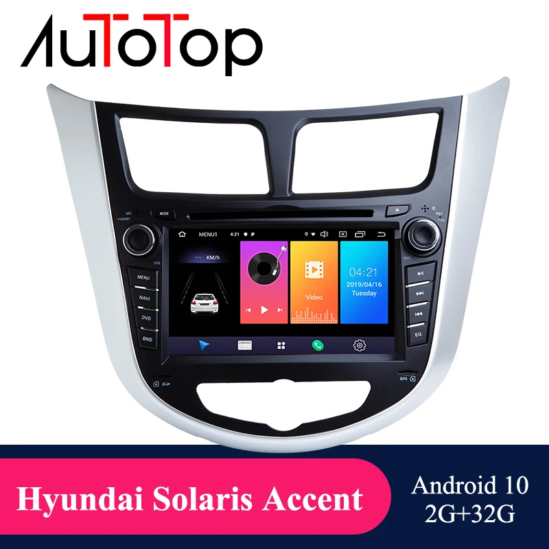 AUTOTOP 7 &quot2Din Android 10 0 магнитола для Solaris Accent Verna 2010 2016 GPS навигация Bluetooth 4G Wifi