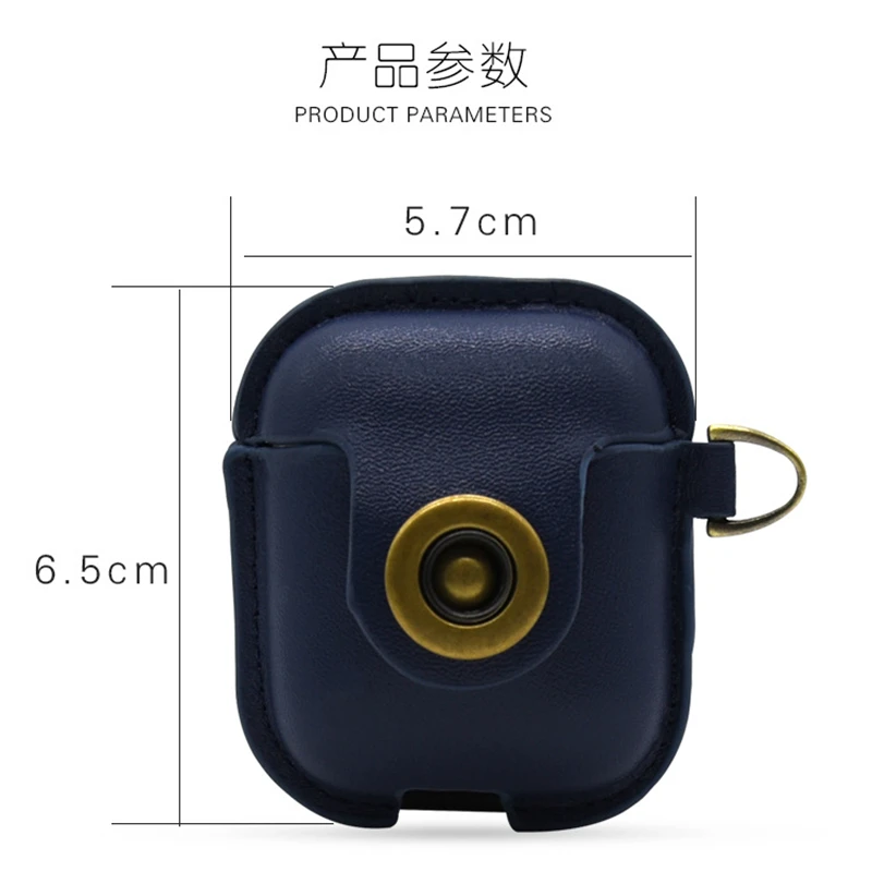 Футляр для наушников кожаный чехол модный защитный с карабином Iphone Apple