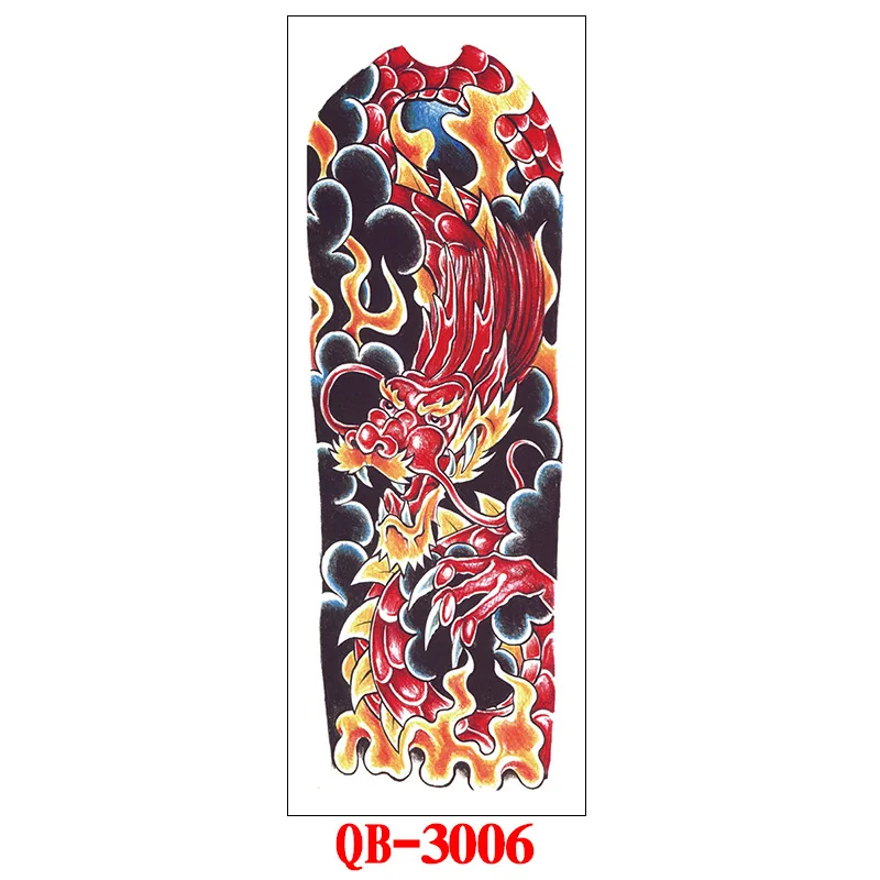 Full Arm Temporary Tattoo Stickers Large Black Skeletons Body Tattoo Waterproof Tattoo For Men Women Fake Tattoos 17*48cm - Цвет: 3006