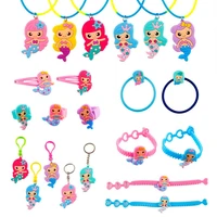 6pcs cartoon mermaid rubber necklace bracelet kids favor birthday party decoration baby shower gifts mermaid party decor