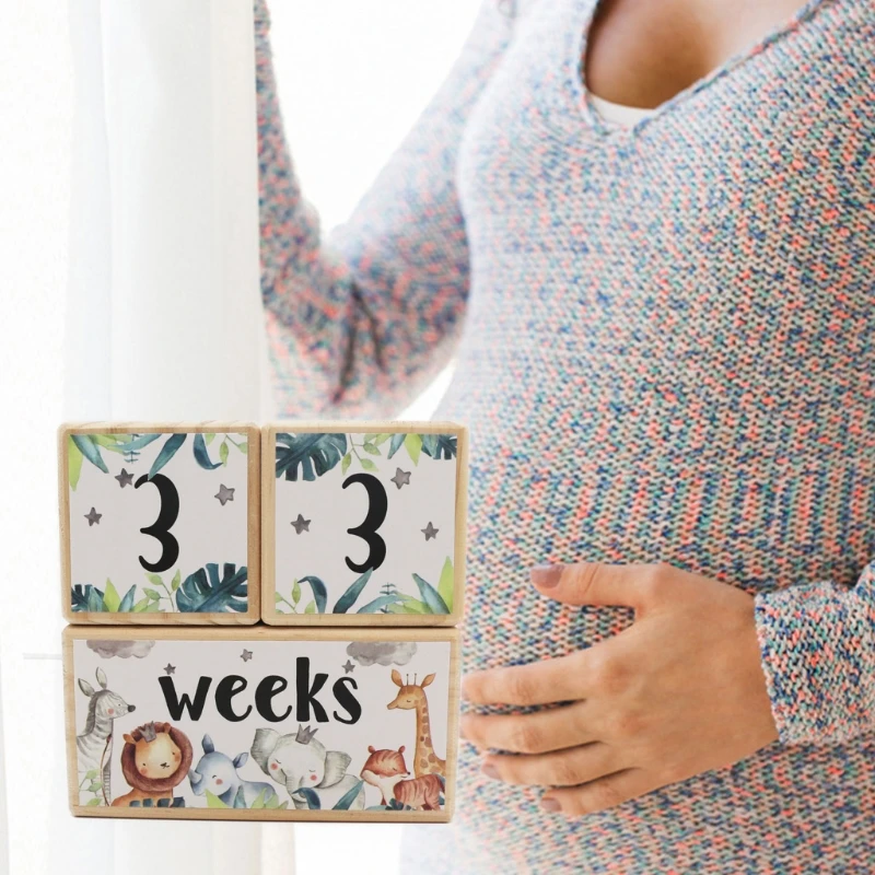 

Baby Milestone Memorial Monthly Wooden Block Photography Photo Month Sticke T8ND