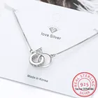 Женский браслет из серебра 925 пробы с двумя кольцами, геометрический браслет с цирконием, подарок на день Святого Валентина