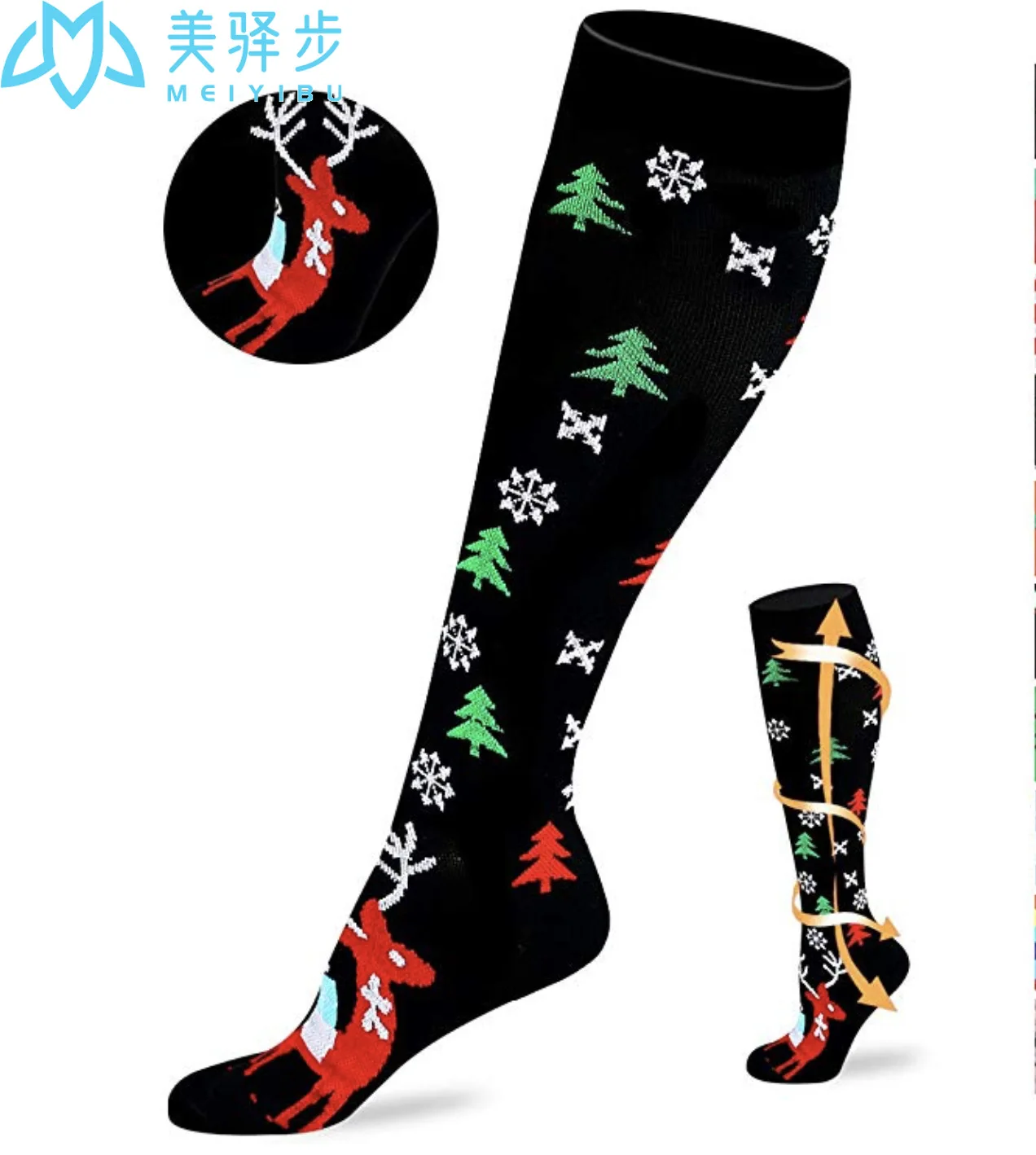 6 Pairs Per Set Christmas Running Compression Socks for Men & Women Travel Workout Nurse Athletic,Circulation Recovery Stockings