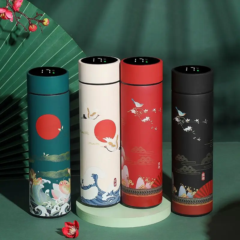 Креативный китайский стиль 304 термос светодиодный нержавеющей стали