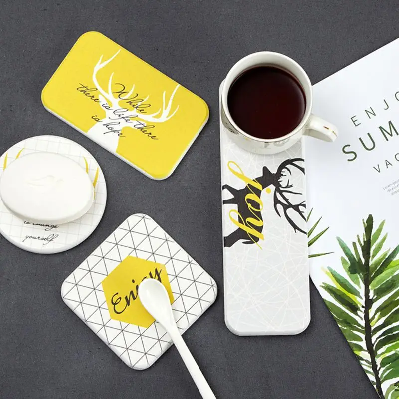 Диатомит чашка мат Coaster водопоглощение Быстросохнущий анти-горячий диатомовый