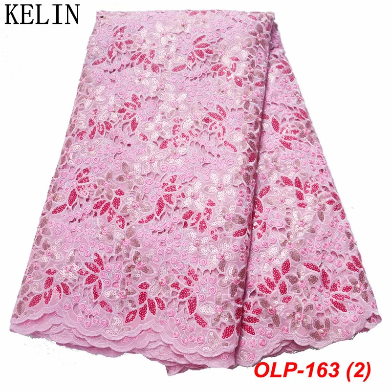 

African Lace Fabric With Sequins High Quality Organza Lace Fabric 5 Yards/Pcs African Lace Fabrics For Wedding Party OLP-163