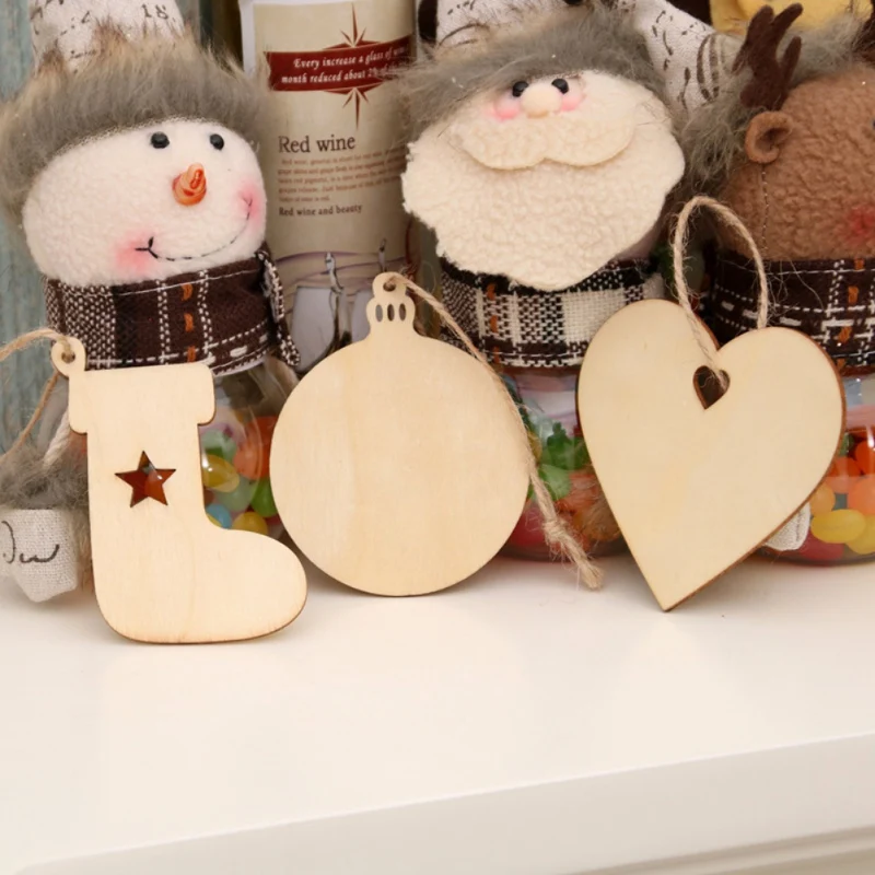 

A Pack Of 10 Styles Of Christmas Tree Ornaments Pendant Home Decoration Different Shapes Of Wood Chip Pendants Xmas Tree Pendant