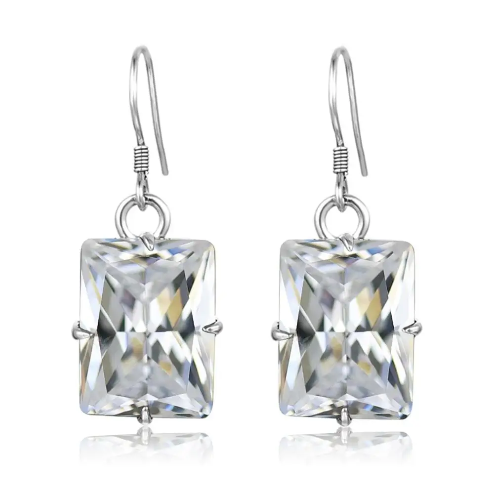 Серьги подвески женские из серебра 925 пробы с большим цирконием|Серьги-подвески| |