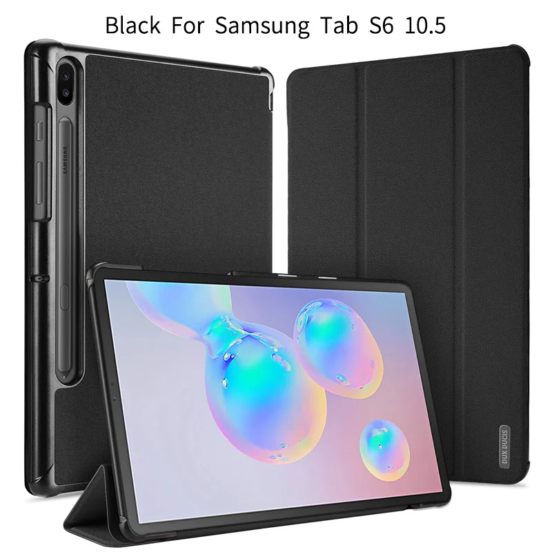 Black-For Tab S6 Флип-чехол для samsung TAB S4 10,5 SM-T830 SM-T835 S6 S5E 10,5 SPen держатель слот защитная Подставка Авто спящий чехол планшет сумка - Цвет: Black-For Tab S6
