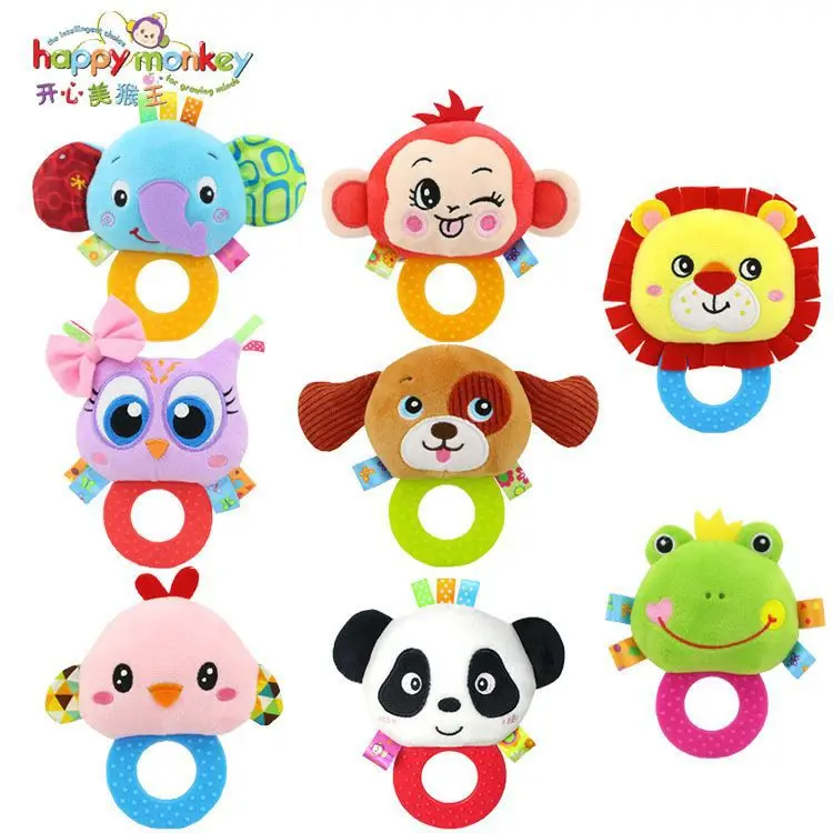 Happy Monkey Baby BB погремушка детские колокольчики 0 1 Плюшевые игрушки Погремушки для