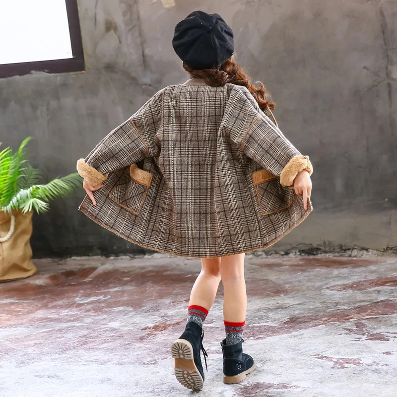 Girls Autumn and Winter Coat Korean Style 2020 New Children's Little Girl Fashion Plaid Clothing | Детская одежда и обувь