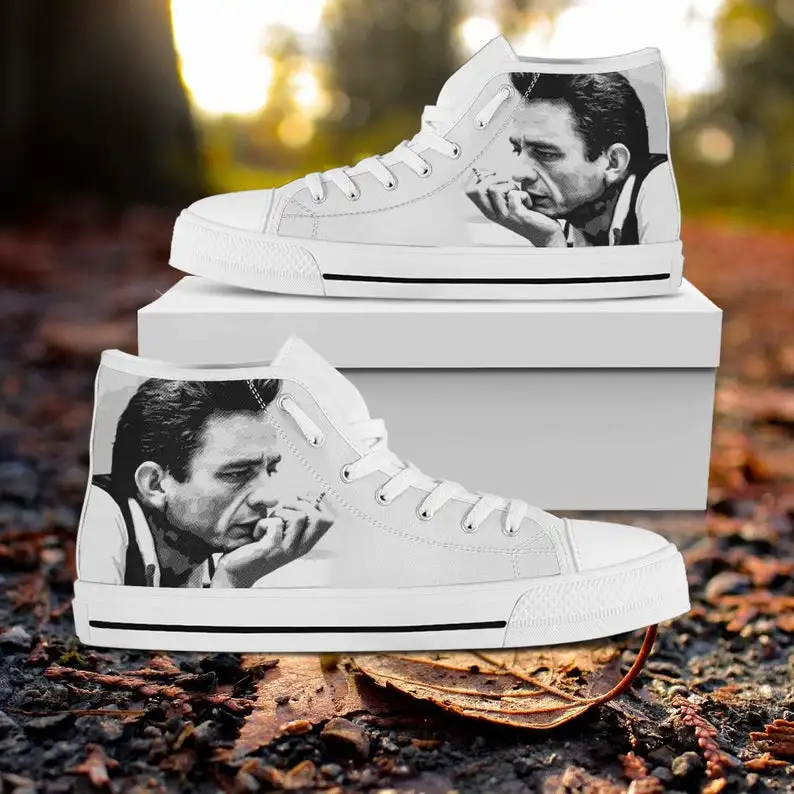 

Johnny Cash Hi Tops Mens Womens Designer Leisure Sneakers Men Casual Canvas Shoes
